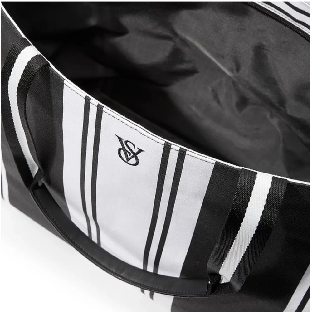 Victoria’s Secret Striped Tote in Black & White. 20.25"L x 12.5"H x 6.5"W - Picture 4 of 9
